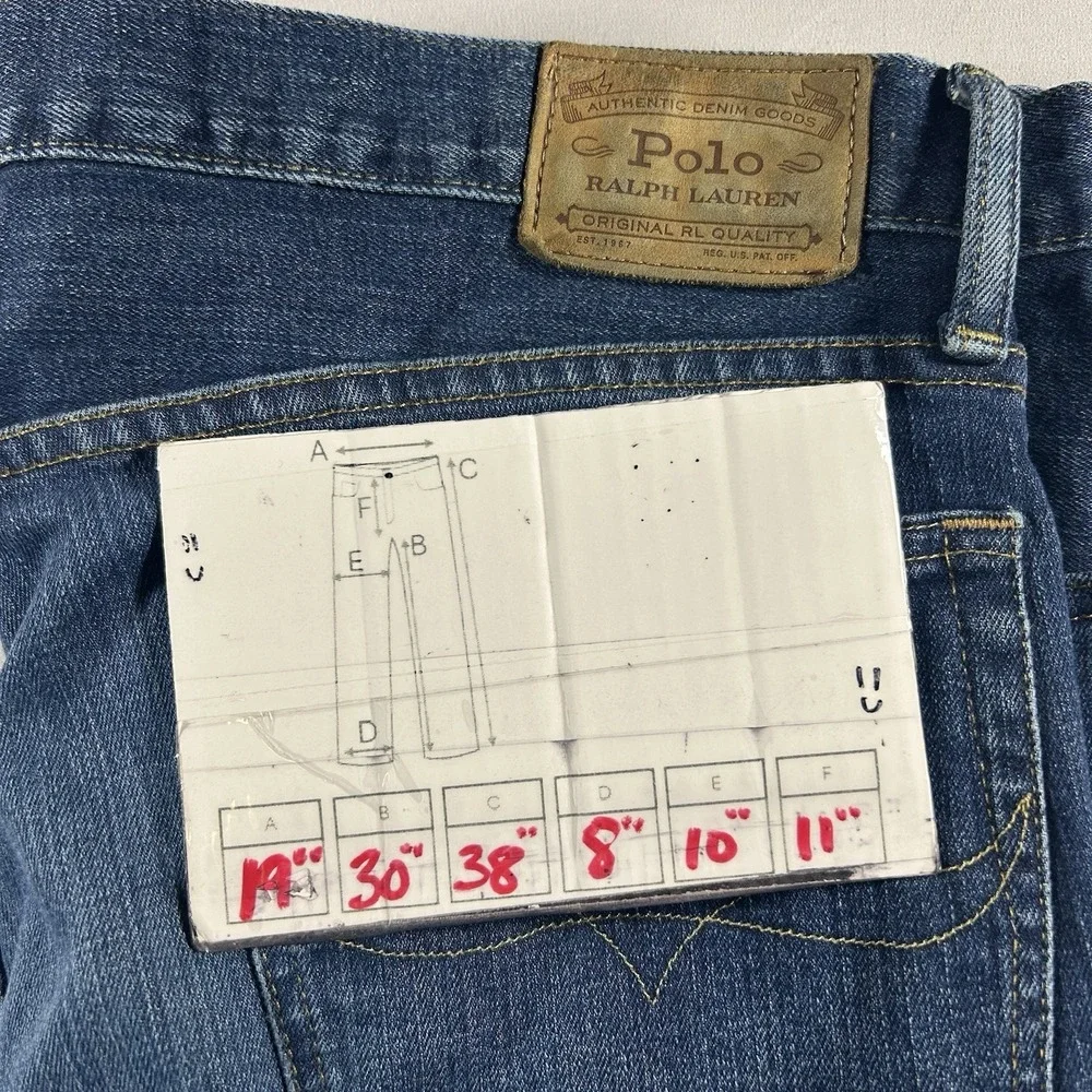 Mens Polo Ralph Lauren Varick Slim Straight Jeans‎ 36x30 Medium Wash Blue Denim